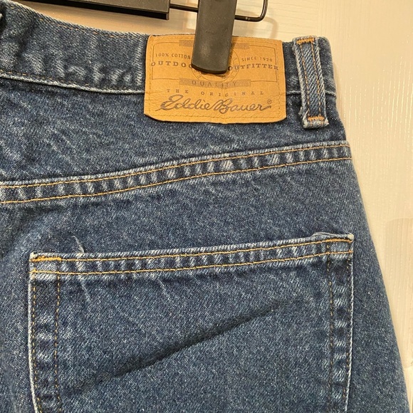 Eddie Bauer Heavyweight Blue Cotton Denim Straight Leg High Waist Jeans Size 12P - Picture 6 of 12